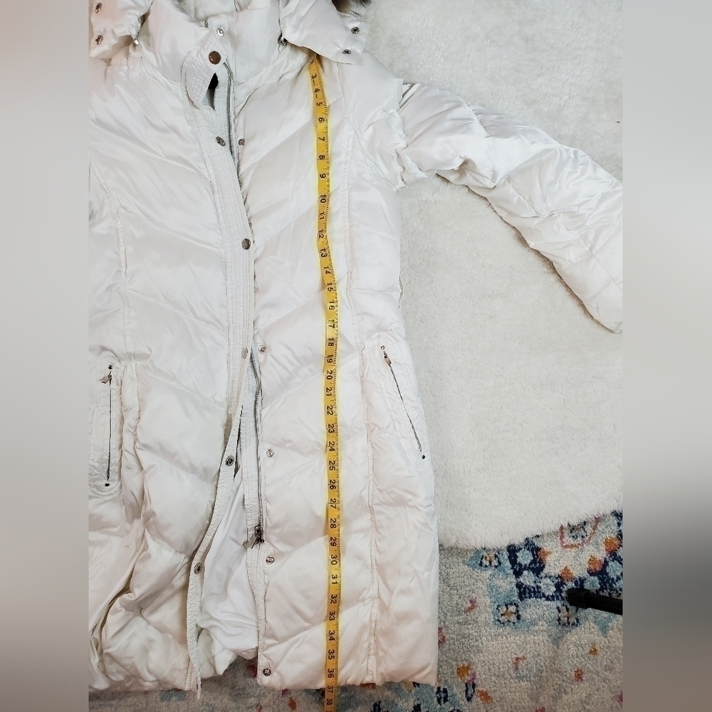 DANIER leather womens white long goose down jacket. Size xs. EUC - Picture 12 of 13